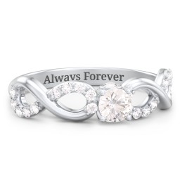 1/4 ct. Round Gemstone Infinity Peek-A-Boo Engagement Ring with Accent Stones in 925 Sterling Silver with Cubic Zirconia and White Premium Zirconia