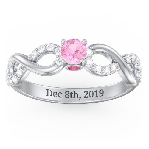 1/4 ct. Round Gemstone Infinity Peek-A-Boo Engagement Ring with Accent Stones