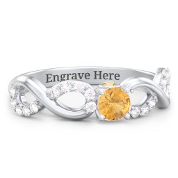 1/4 ct. Round Gemstone Infinity Peek-A-Boo Engagement Ring with Accent Stones in 925 Sterling Silver with Citrine and White Premium Zirconia