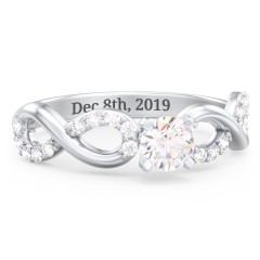1/3 ct. Round Gemstone Infinity Engagement Ring with Accent Stones – Sterling Silver with White Premium Zirconia
