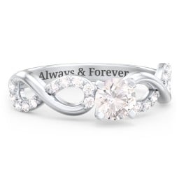 1/2 ct. Round Gemstone Infinity Engagement Ring with Accent Stones