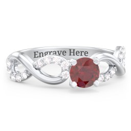 1/2 ct. Round Gemstone Infinity Engagement Ring with Accent Stones