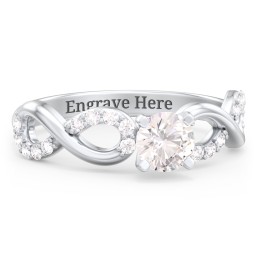 1/2 ct. Round Gemstone Infinity Engagement Ring with Accent Stones in 925 Sterling Silver with White Premium Zirconia