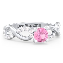 1/2 ct. Round Gemstone Infinity Peek-A-Boo Engagement Ring with Accent Stones