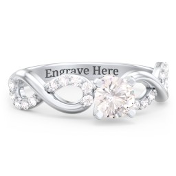 1/2 ct. Round Gemstone Infinity Peek-A-Boo Engagement Ring with Accent Stones in 925 Sterling Silver with Cubic Zirconia and White Premium Zirconia
