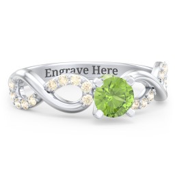 1/2 ct. Round Gemstone Infinity Peek-A-Boo Engagement Ring with Accent Stones in 925 Sterling Silver with Peridot and Fancy Yellow Premium Zirconia