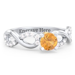 1/2 ct. Round Gemstone Infinity Peek-A-Boo Engagement Ring with Accent Stones in 925 Sterling Silver with Citrine and White Premium Zirconia