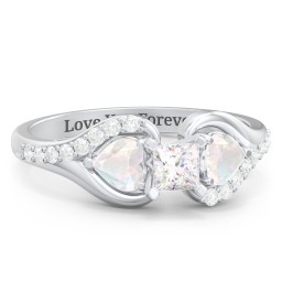 1/4 ct. Princess Gemstone Engagement Ring with Heart Stones & Accents Stones