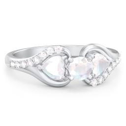 1/4 ct. Round Gemstone Engagement Ring with Heart Stones & Accents Stones