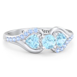 1/4 ct. Round Gemstone Engagement Ring with Heart Stones & Accents Stones in 925 Sterling Silver with Blue Topaz and Fancy Blue Premium Zirconia