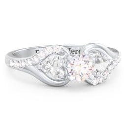 1/3 ct. Round Gemstone Engagement Ring with Heart Stones & Accents Stones