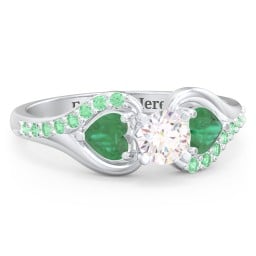 1/3 ct. Round Gemstone Engagement Ring with Heart Stones & Accents Stones