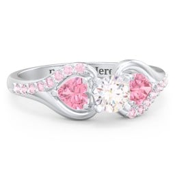 1/3 ct. Round Gemstone Engagement Ring with Heart Stones & Accents Stones