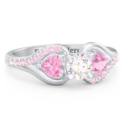 1/3 ct. Round Gemstone Engagement Ring with Heart Stones & Accents Stones