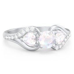 1/2 ct. Round Gemstone Engagement Ring with Heart Stones & Accents Stones