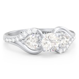 1/2 ct. Round Gemstone Engagement Ring with Heart Stones & Accents Stones