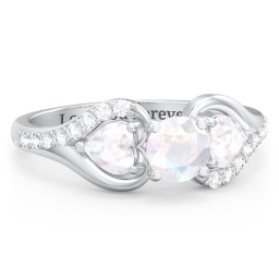 1/2 ct. Round Gemstone Engagement Ring with Heart Stones & Accents Stones
