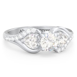 1/2 ct. Round Gemstone Peek-A-Boo Engagement Ring with Heart Stones & Accents Stones