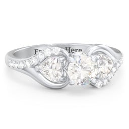 1/2 ct. Round Gemstone Peek-A-Boo Engagement Ring with Heart Stones & Accents Stones