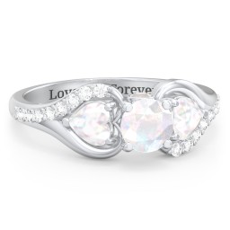 1/2 ct. Round Gemstone Peek-A-Boo Engagement Ring with Heart Stones & Accents Stones
