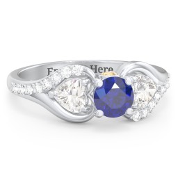 1/2 ct. Round Gemstone Peek-A-Boo Engagement Ring with Heart Stones & Accents Stones in 925 Sterling Silver with Blue Sapphire, Cubic Zirconia, White Premium Zirconia, and Citrine