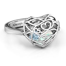 Caged Hearts Ring with 2-6 Stones