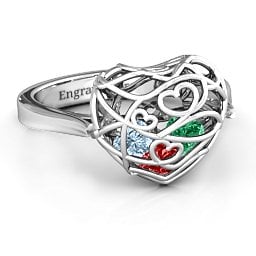 Caged Hearts Ring with 2-6 Stones
