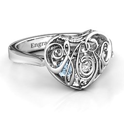 Caged Hearts Ring with 2-6 Stones