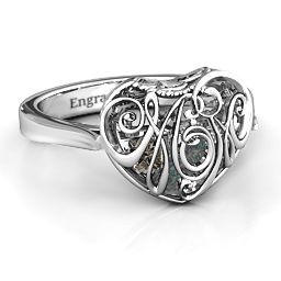Caged Hearts Ring with 2-6 Stones