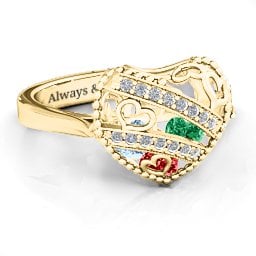 Caged Hearts Ring with 2-6 Stones