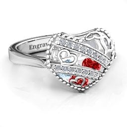 Caged Hearts Ring with 2-6 Stones
