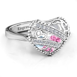 Caged Hearts Ring with 2-6 Stones