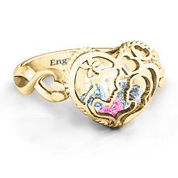 Caged Hearts Ring with 2-6 Stones