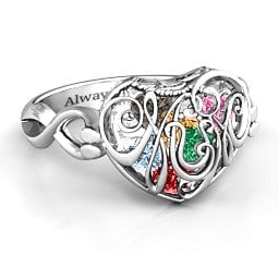 Caged Hearts Ring with 2-6 Stones
