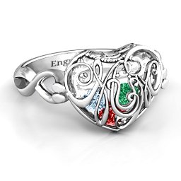 Caged Hearts Ring with 2-6 Stones