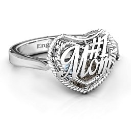 Caged Hearts Ring with 2-6 Stones in 925 Sterling Silver with Smokey Quartz, Aquamarine, Citrine, and Pink Tourmaline