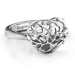 Caged Hearts Ring with 2-6 Stones in 925 Sterling Silver with Alexandrite, Citrine, Smokey Quartz, and Pink Tourmaline