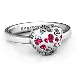 Petite Caged Hearts Ring with 1-3 Stones