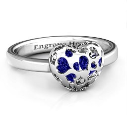 Petite Caged Hearts Ring with 1-3 Stones