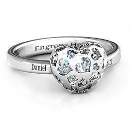 Petite Caged Hearts Ring with 1-3 Stones