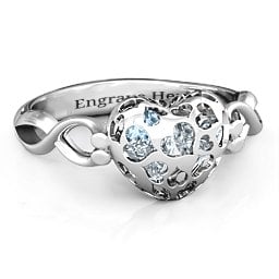 Petite Caged Hearts Ring with 1-3 Stones