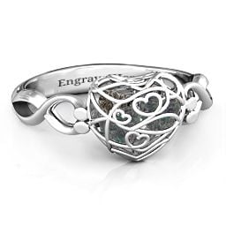 Petite Caged Hearts Ring with 1-3 Stones