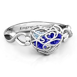 Petite Caged Hearts Ring with 1-3 Stones