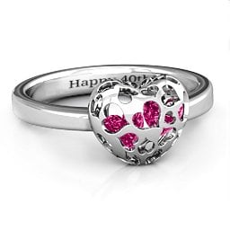 Petite Caged Hearts Ring with 1-3 Stones
