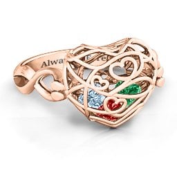 Caged Hearts Ring with 2-6 Stones
