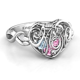 Caged Hearts Ring with 2-6 Stones