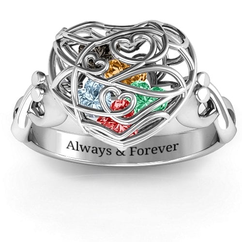 Encased in Love Caged Hearts Ring with Infinity Band