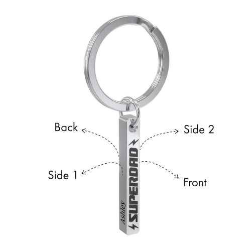Engravable SUPERDAD 3D Bar Keychain – Stainless Steel