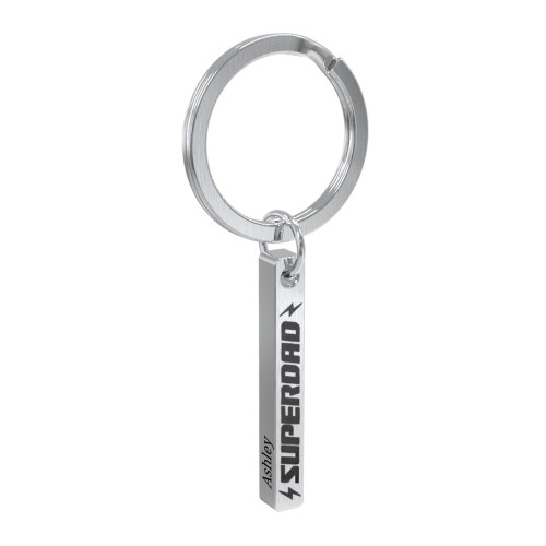 Engravable SUPERDAD 3D Bar Keychain – Stainless Steel