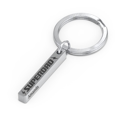 Engravable SUPERDAD 3D Bar Keychain – Stainless Steel